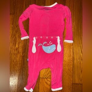 Kickee Pants Pink Button Romper with Whale Design